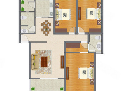 3室2厅 121.70平米户型图