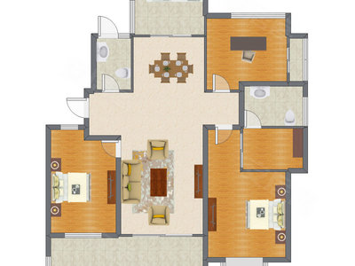 3室2厅 163.00平米户型图