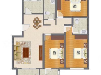 3室2厅 123.34平米