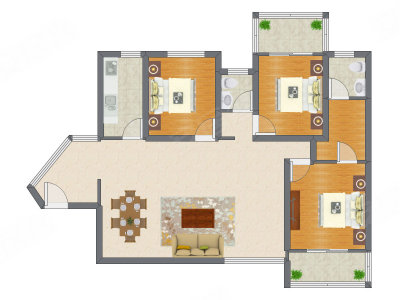 3室2厅 136.36平米