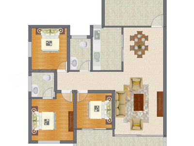 3室2厅 99.27平米