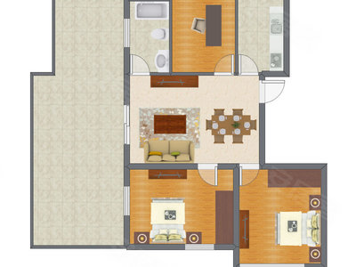 3室2厅 99.39平米户型图