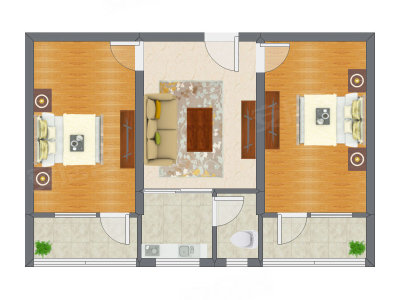 2室1厅 70.92平米户型图