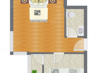 1室0厅 46.40平米户型图