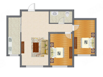 2室1厅 105.05平米户型图