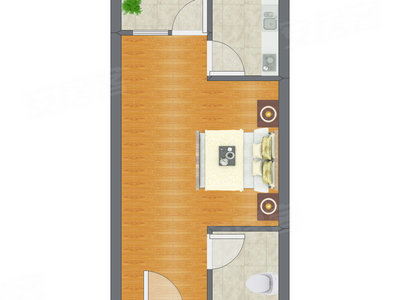 1室0厅 38.88平米户型图