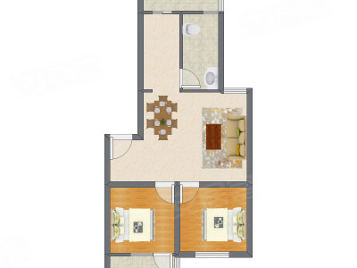 2室2厅 81.08平米户型图