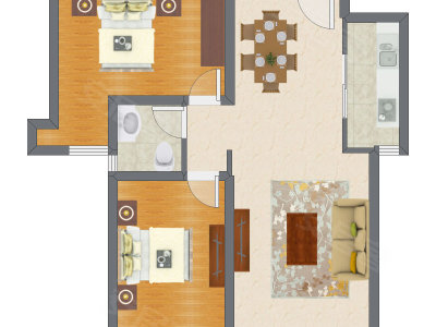 2室2厅 96.22平米户型图