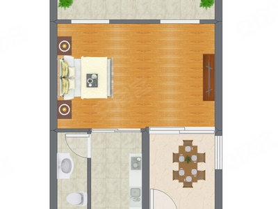 1室1厅 54.65平米