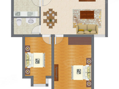2室2厅 92.10平米户型图
