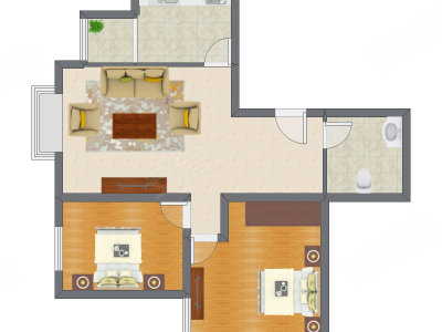 2室1厅 92.16平米