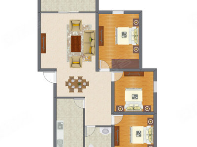 3室2厅 94.60平米户型图