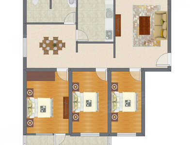 3室2厅 129.00平米户型图