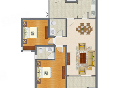 2室2厅 99.28平米
