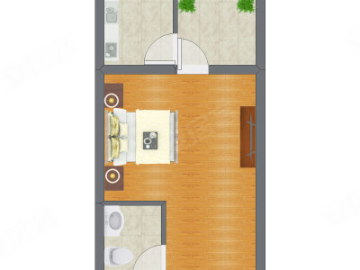1室0厅 26.82平米户型图