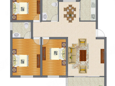 3室2厅 128.09平米