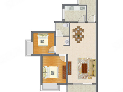 2室2厅 79.71平米户型图
