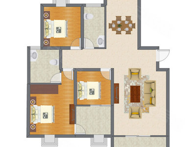 3室1厅 96.52平米