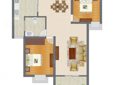 2室1厅 73.81平米