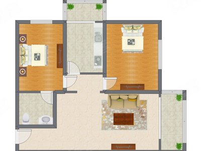 2室1厅 101.98平米