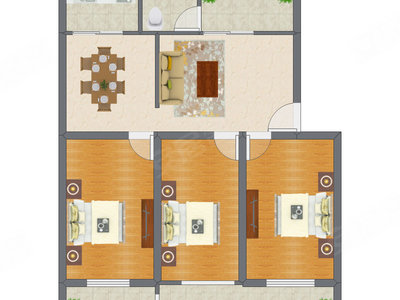 3室2厅 112.47平米户型图