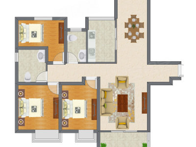 3室2厅 133.00平米户型图