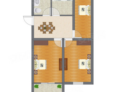 3室1厅 48.43平米