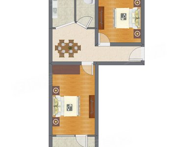 2室1厅 59.00平米