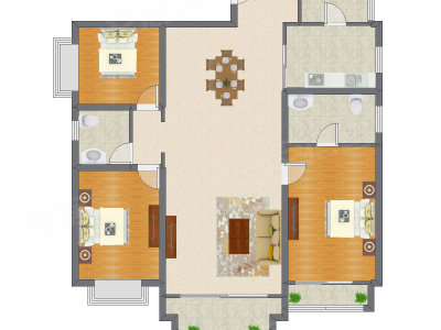 3室2厅 140.00平米户型图