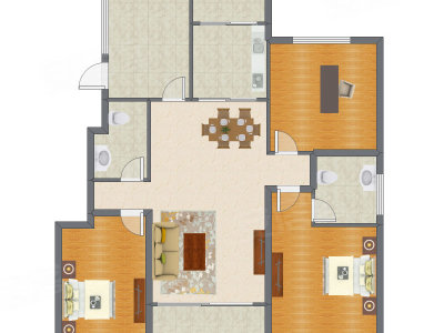 3室2厅 142.00平米户型图