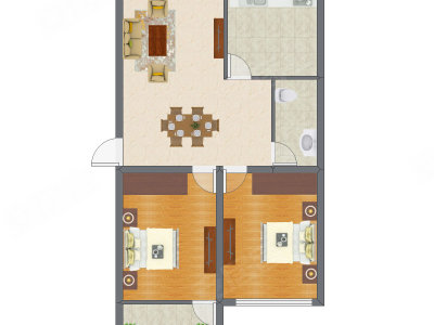 2室2厅 68.67平米户型图