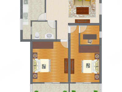 2室1厅 98.44平米户型图