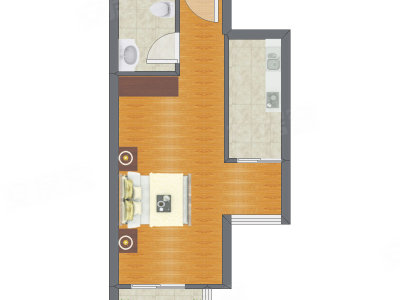 1室0厅 28.20平米户型图