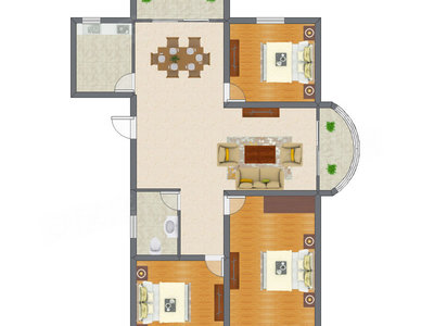 3室2厅 115.61平米户型图