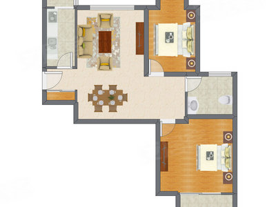 2室2厅 99.79平米户型图