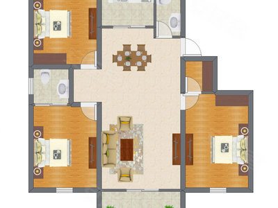 3室2厅 90.51平米户型图