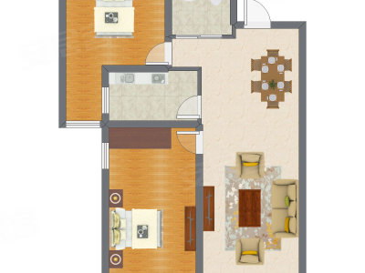2室2厅 95.59平米户型图