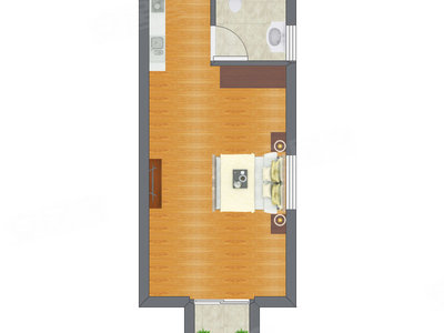 1室0厅 23.17平米户型图
