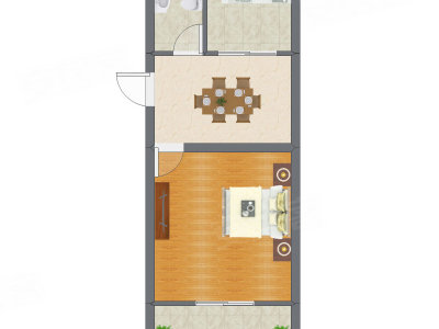 1室1厅 34.69平米