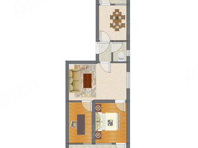 2室2厅 66.27平米户型图