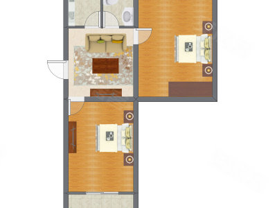 2室1厅 54.61平米