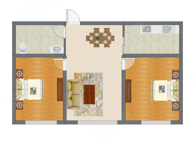 2室2厅 94.56平米户型图