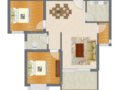 2室2厅 78.43平米户型图
