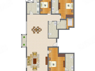 3室2厅 173.55平米户型图