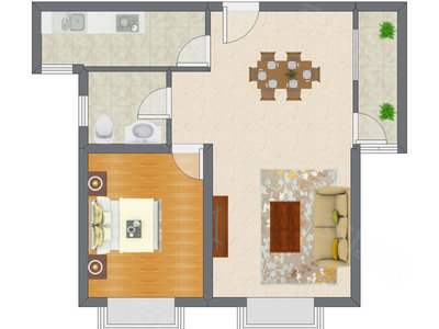 1室1厅 87.00平米户型图