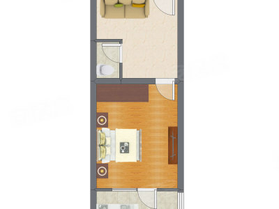 1室1厅 39.64平米户型图