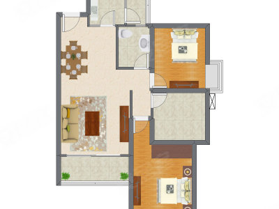 2室1厅 86.76平米户型图