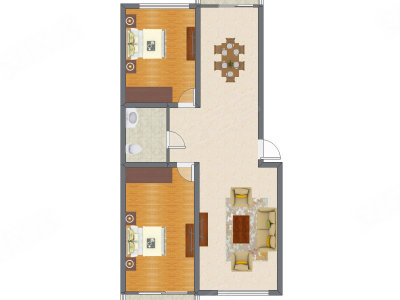 2室2厅 127.36平米户型图