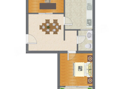 2室1厅 47.19平米