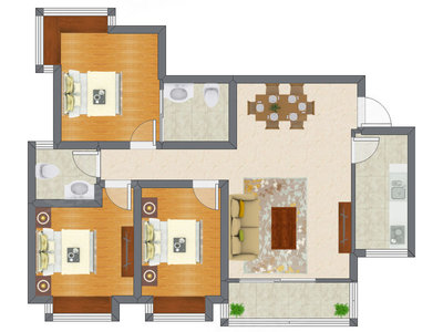 3室2厅 92.70平米户型图